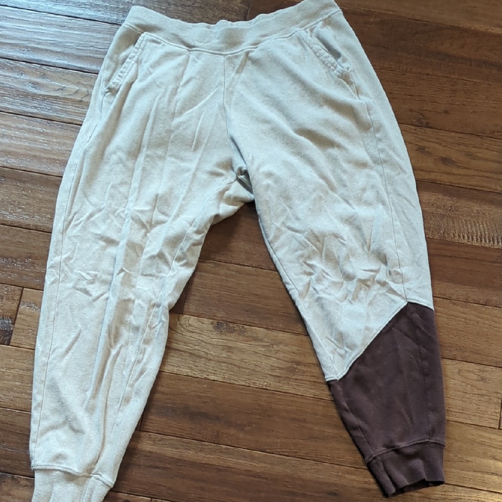 Pact Organic Beige Sweatpants with Brown L